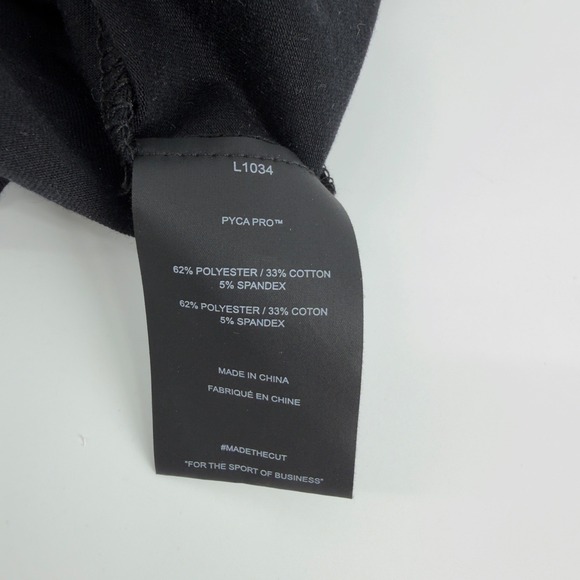 CUTS Clothing Mens Black Curve-Hem Polo Shirt PYCA Pro L1034 Short Sleeve Large - Picture 5 of 7